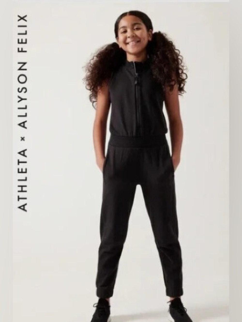 Girls ATHLETA GIRL X ALLYSON FELIX black legend jumpsuit- Size XL 14